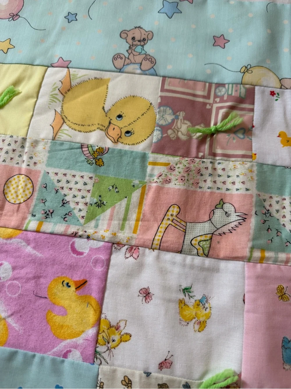 NEW Vintage Baby Toddler Quilt Patchwork Handmade Nursery Rhymes Winnie The Pooh